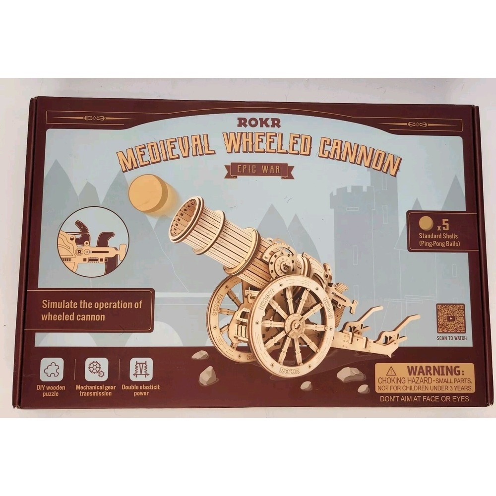 ROKR Epic War 3D Wooden Mechanical Medieval Model Cannon